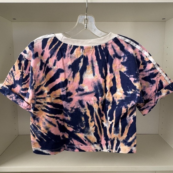 ADIDAS ORIGINALS three stripe cropped t-shirt in blue tie dye - Picture 8 of 8